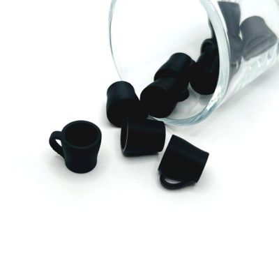 4 Pcs 3D Black Coffee Cup Charms Image 1