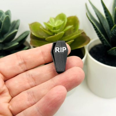 4 Pcs 3D Black Halloween Coffin Charms Image 1
