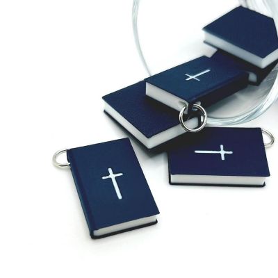 4 Pcs 3D Blue Bible Book Charms Image 1