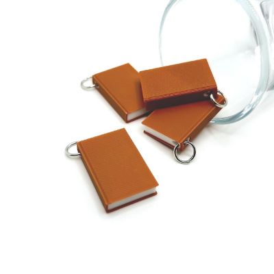 4 Pcs 3D Brown Book Charms Image 1