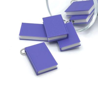 4 Pcs 3D Purple Book Charms Image 1