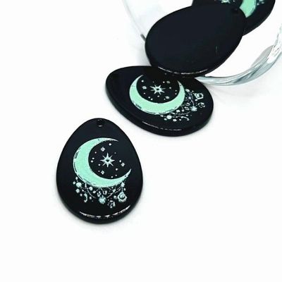 4 Pcs Black and Blue Moon Pendants Image 1