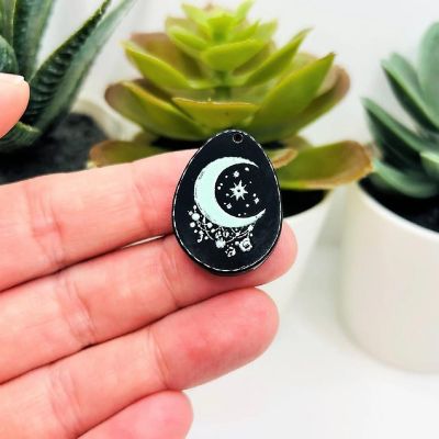 4 Pcs Black and Blue Moon Pendants Image 1