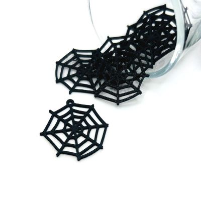 4 Pcs Black Spider Web Charms Image 1
