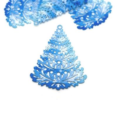 4 Pcs Blue Christmas Tree Charms Image 1