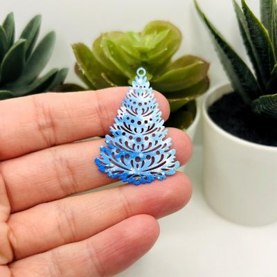 4 Pcs Blue Christmas Tree Charms Image 2