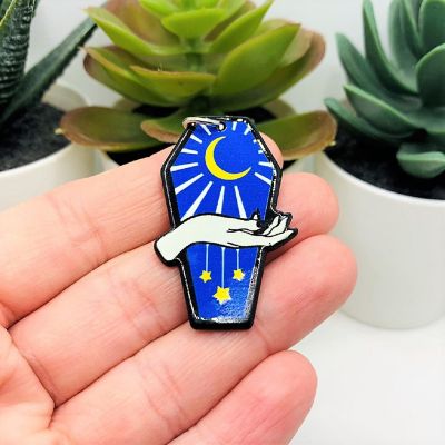 4 Pcs Blue Coffin with Moon Charms Image 1
