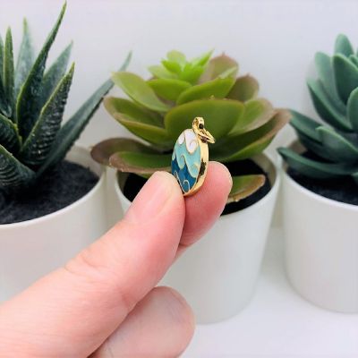 4 Pcs Blue Enamel Ocean Wave Charms Image 3