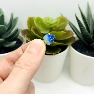 4 Pcs Blue Resin Flower Bud Charms Image 2