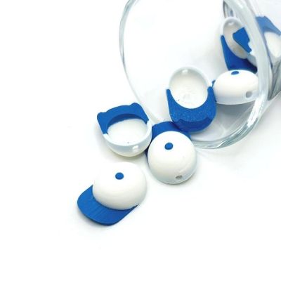 4 Pcs Blue White Baseball Hat Charms Image 1