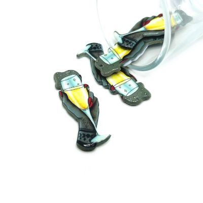 4 Pcs Christmas Hand with Glass Charms Image 1