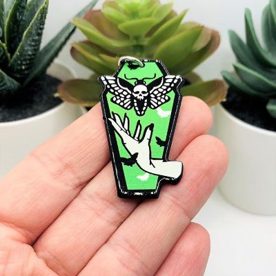 4 Pcs Coffin Deaths Head Moth Charms Image 1