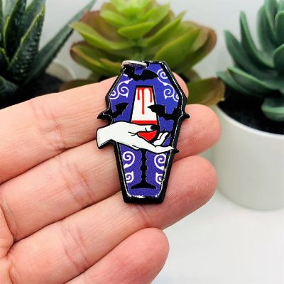 4 Pcs Coffin with Goblet and Bats Charm Image 1