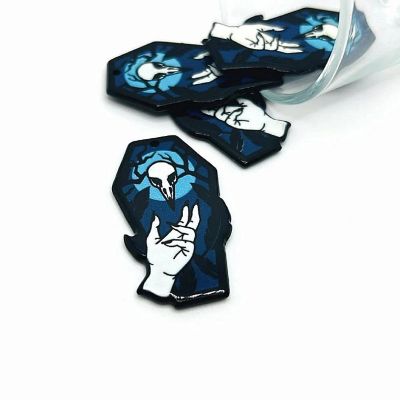 4 Pcs Coffin with Raven Skull Charms Image 1