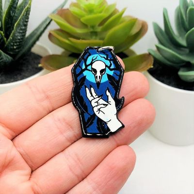4 Pcs Coffin with Raven Skull Charms Image 1