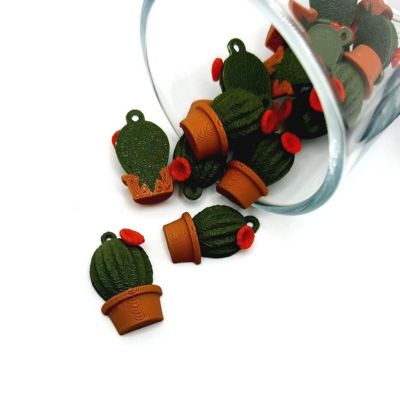 4 Pcs Cute Barrel Cactus Charms Image 1