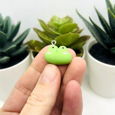 4 Pcs Cute Frog Face Resin Charms Image 1