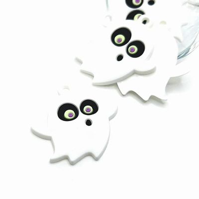 4 Pcs Cute PVC Plastic Ghost Pendants Image 1