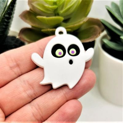 4 Pcs Cute PVC Plastic Ghost Pendants Image 1