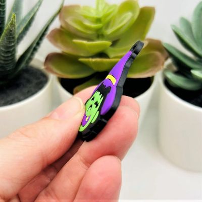 4 Pcs Cute PVC Plastic Witch Pendant Image 3
