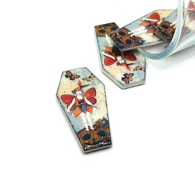 4 Pcs Fall Coffin Butterfly Fairy Charm Image 1