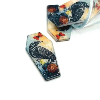 4 Pcs Fall Coffin Raven Charms Image 1