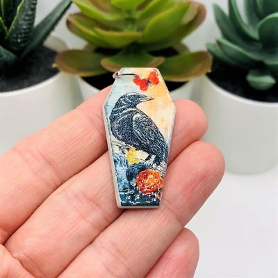 4 Pcs Fall Coffin Raven Charms Image 1