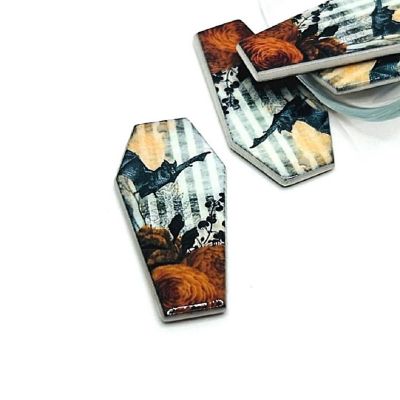 4 Pcs Fall Coffin with Bat Charms Image 1