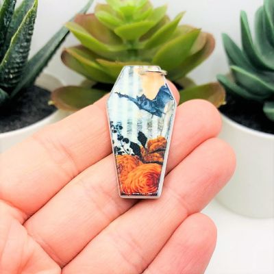 4 Pcs Fall Coffin with Bat Charms Image 2