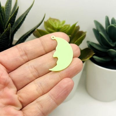 4 Pcs Glow in the Dark Moon Charms Image 2