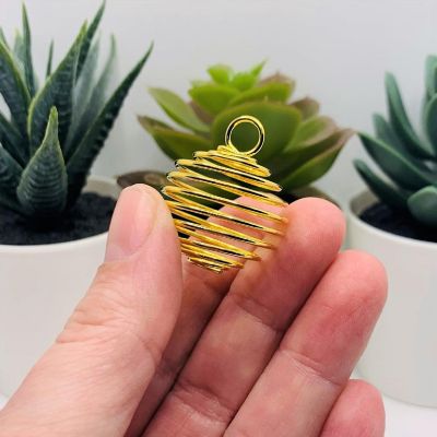 4 Pcs Gold Spiral Lantern Bead Cages Image 1
