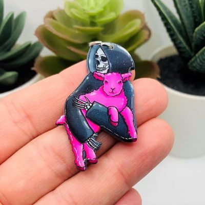 4 Pcs Goth Death with Lamb Charms Image 2