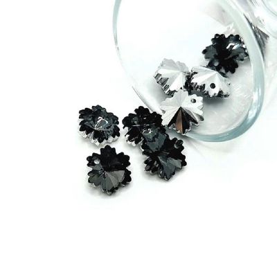 4 Pcs Gray Glass Snowflake Charms Image 1