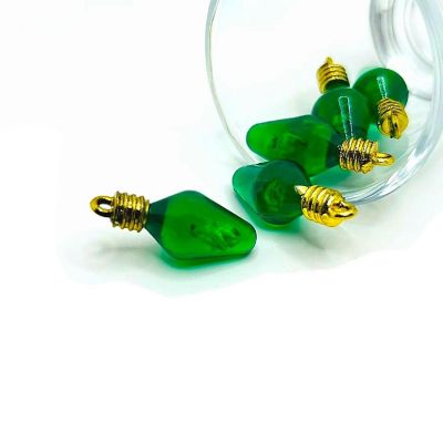 4 Pcs Green Christmas Lightbulb Charms Image 1