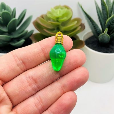 4 Pcs Green Christmas Lightbulb Charms Image 1