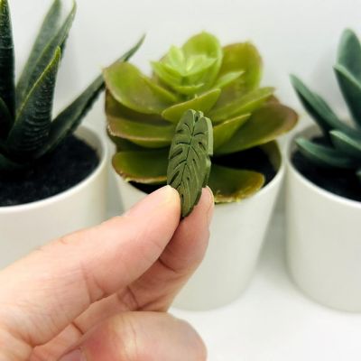 4 Pcs Green Monstera Leaf Charms Image 3