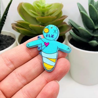 4 Pcs Halloween Blue Voodoo Doll Charms Image 1