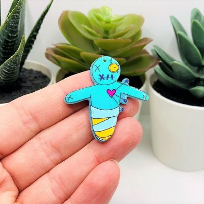 4 Pcs Halloween Blue Voodoo Doll Charms Image 3