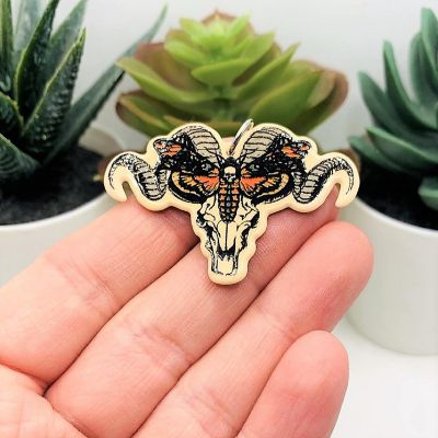 4 Pcs Halloween Ram Skull Moth Charms Image 1