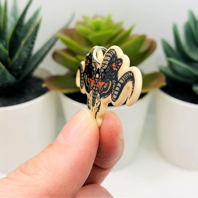 4 Pcs Halloween Ram Skull Moth Charms Image 2