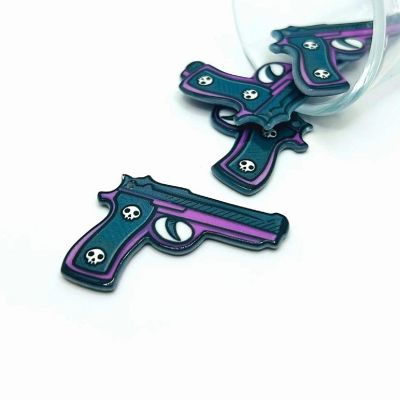 4 Pcs Handgun Charm with Skull Handle Image 1