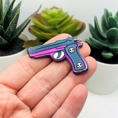 4 Pcs Handgun Charm with Skull Handle Image 1