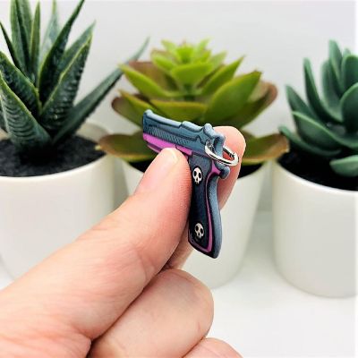 4 Pcs Handgun Charm with Skull Handle Image 3
