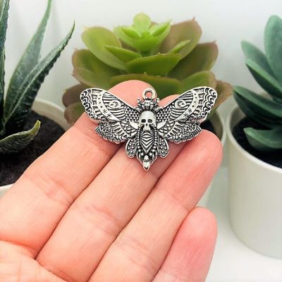 4 Pcs Large Deaths Head Moth Charms Image 1