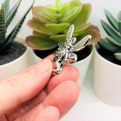 4 Pcs Large Silver Fairy Pendants Image 3