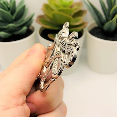 4 Pcs Large Silver Octopus Pendants Image 3