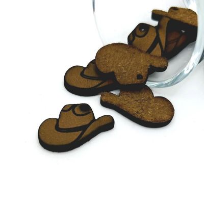 4 Pcs Leather Cowboy Hat Charms Image 1