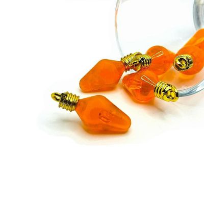 4 Pcs Orange Christmas Lightbulb Charms Image 1