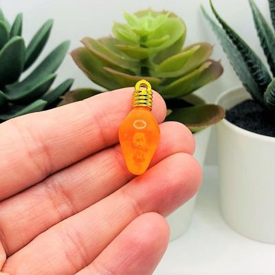 4 Pcs Orange Christmas Lightbulb Charms Image 1