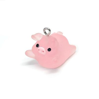 4 Pcs Pink Acrylic Pig Charms Image 1